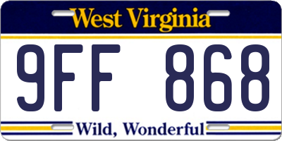 WV license plate 9FF868