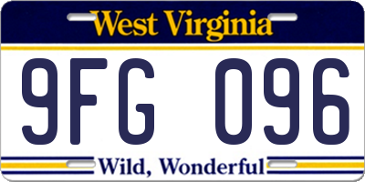 WV license plate 9FG096