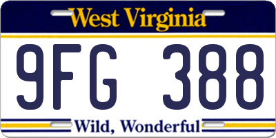 WV license plate 9FG388