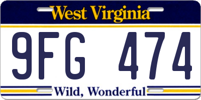WV license plate 9FG474