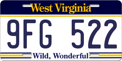 WV license plate 9FG522