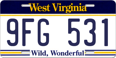 WV license plate 9FG531