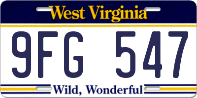 WV license plate 9FG547
