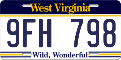 WV license plate 9FH798