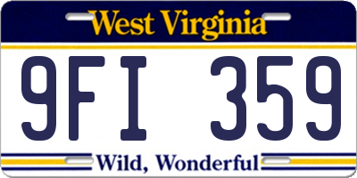 WV license plate 9FI359