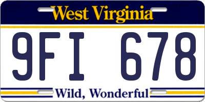WV license plate 9FI678