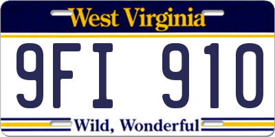 WV license plate 9FI910