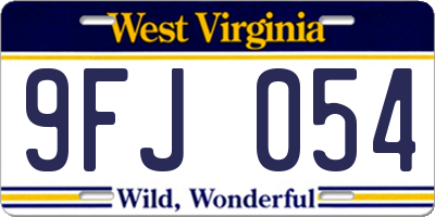 WV license plate 9FJ054