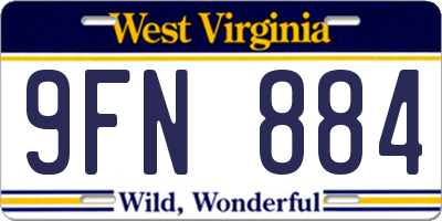 WV license plate 9FN884