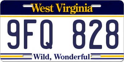 WV license plate 9FQ828