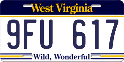 WV license plate 9FU617