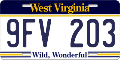WV license plate 9FV203