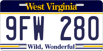 WV license plate 9FW280