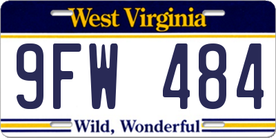 WV license plate 9FW484