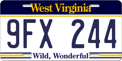 WV license plate 9FX244