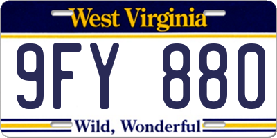 WV license plate 9FY880