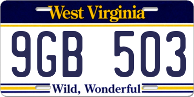 WV license plate 9GB503