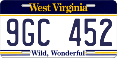 WV license plate 9GC452