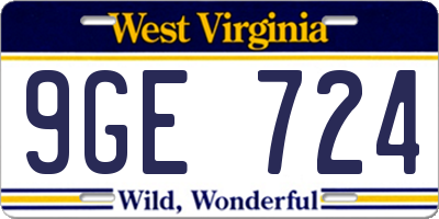 WV license plate 9GE724