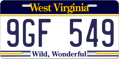 WV license plate 9GF549