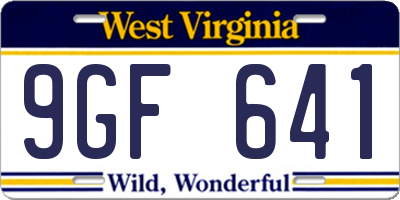 WV license plate 9GF641