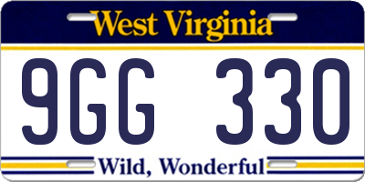 WV license plate 9GG330