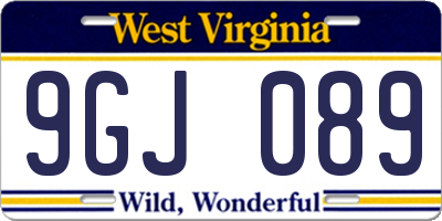 WV license plate 9GJ089