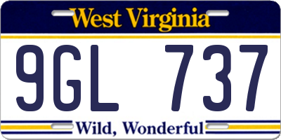 WV license plate 9GL737