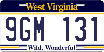 WV license plate 9GM131
