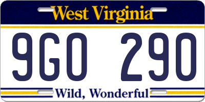 WV license plate 9GO290