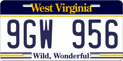 WV license plate 9GW956