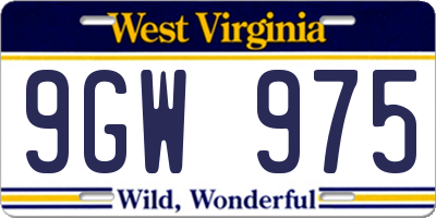 WV license plate 9GW975