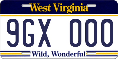 WV license plate 9GX000