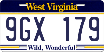 WV license plate 9GX179