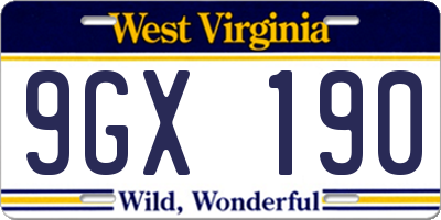 WV license plate 9GX190