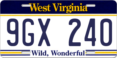 WV license plate 9GX240