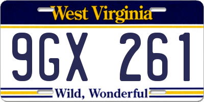 WV license plate 9GX261