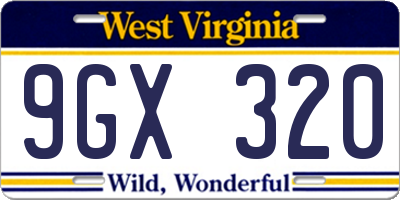 WV license plate 9GX320