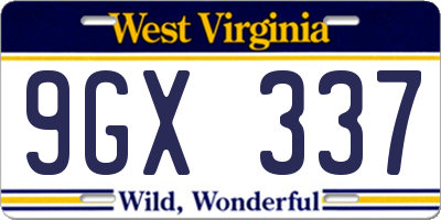 WV license plate 9GX337