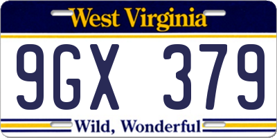 WV license plate 9GX379