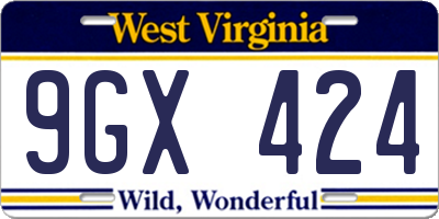 WV license plate 9GX424