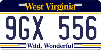 WV license plate 9GX556