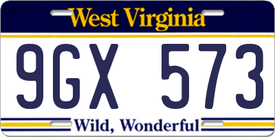 WV license plate 9GX573