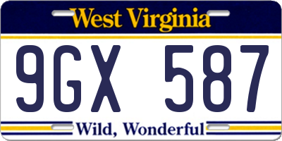 WV license plate 9GX587