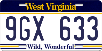 WV license plate 9GX633