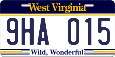 WV license plate 9HA015