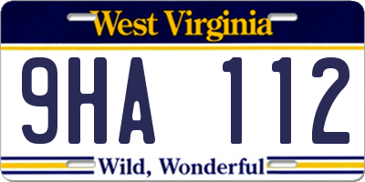 WV license plate 9HA112