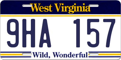 WV license plate 9HA157