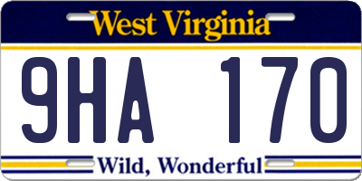WV license plate 9HA170