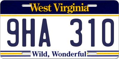 WV license plate 9HA310